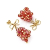 Christmas Bell Brass Dangle Stud Earrings EJEW-MZ00495-01-5