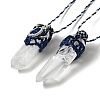 Bullet Natural Quartz Crystal Pendant Necklaces for Women NJEW-G045-01-4