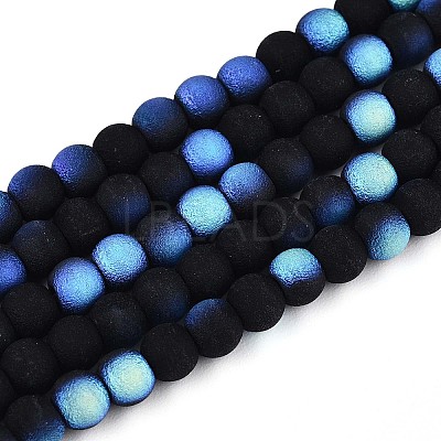 Frosted Opaque Glass Beads Strands GLAA-T032-P4mm-MBB01-1