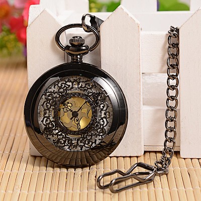 Openable Flat Round Alloy Pendant Pocket Watch WACH-L024-27-1