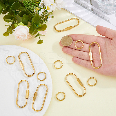 6Pcs Brass Locking Carabiner KK-HS0015-85A-1