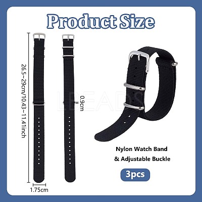3Pcs Nylon Watch Bands AJEW-OC0015-63A-1