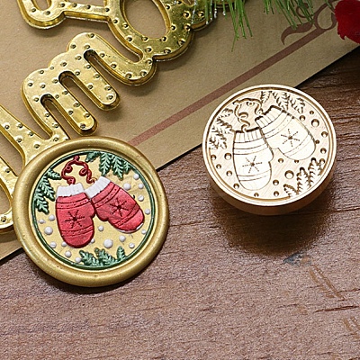 Christmas Series Wax Seal Brass Stamp Head LS-AJEW-M037-01G-13-1