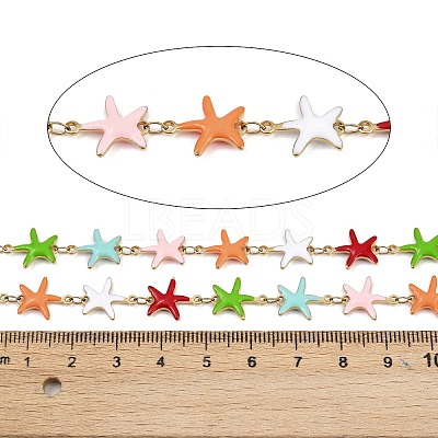 304 Stainless Steel Enamel Starfish Link Chains CHS-F023-01K-G-1