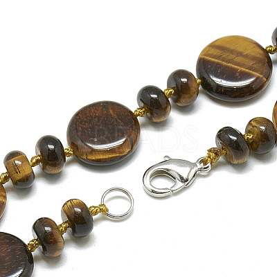 Natural Tiger Eye Beaded Necklaces NJEW-S393-14-1