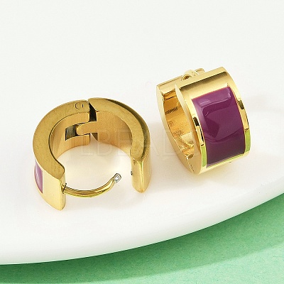 304 Stainless Steel Enamel Hoop Earrings EJEW-K268-20G-03-1