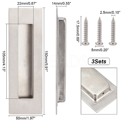 304 Stainless Steel Flush Pull Barn Door Handle FIND-WH0155-026-1