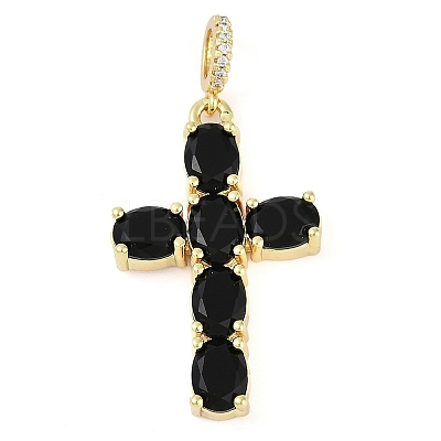 Rack Plating Brass Cubic Zirconia European Dangle Charms KK-P287-47G-1
