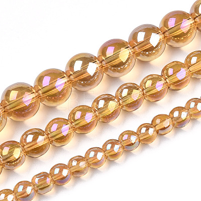 Electroplate Transparent Glass Beads Strands GLAA-T032-T6mm-AB08-1