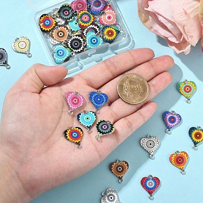 44Pcs 22 Colors Alloy Enamel Connector Charms ENAM-CJ0006-64-1
