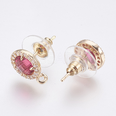 Faceted Glass Stud Earring Findings GLAA-F084-B03-1