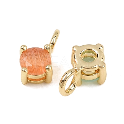Brass Cat Eye Pendants KK-C251-09A-G-1