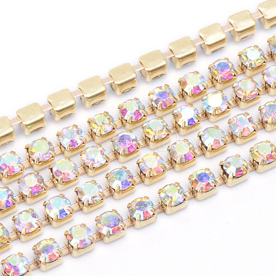 Brass Rhinestone Strass Chains CHC-T003-SS6-02C-1