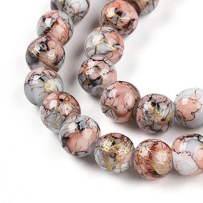 Baking Paint Glass Beads Strands X-DGLA-N003-8mm-B05-1