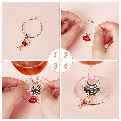 24Pcs 12 Style Alloy Enamel & Rhinestone & ABS Plastic Imitation Pearl Wine Glass Charms AJEW-AB00050-1
