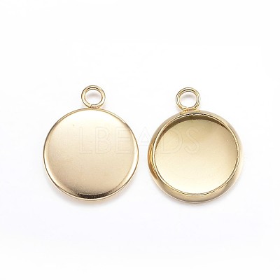 Ion Plating(IP) 304 Stainless Steel Pendant Cabochon Settings STAS-G127-13-10mm-G-1