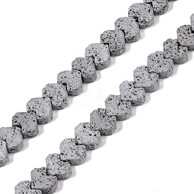 Electroplated Natural Lava Rock Beads Strands G-Q1009-G01-02G-1
