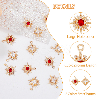 16Pcs 2 Colors Brass Micro Pave Cubic Zirconia Pendants KK-DC0003-35-1