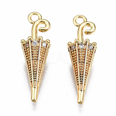 Brass Micro Pave Clear Cubic Zirconia Pendants KK-Q277-040-NF-1