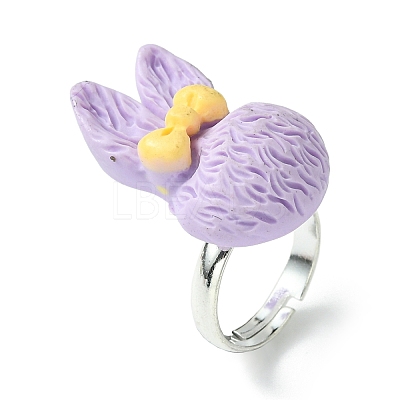 Bunny Resin Finger Ring RJEW-JR00638-01-1