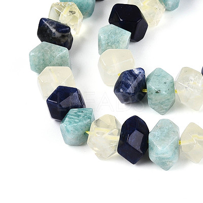Natural Sodalite & Flower Amazonite & Lemon Quartz Beads Strands G-N358-01A-06-1