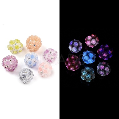 Acrylic Handmade Luminous Polymer Clay Rhinestone Beads CLAY-H003-07-1