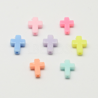 Opaque Acrylic Cross Beads SACR-Q100-M041-1