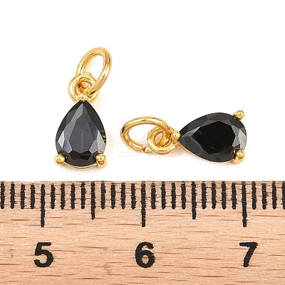 Brass Pave Cubic Zirconia Charms KK-K340-51G-04-1