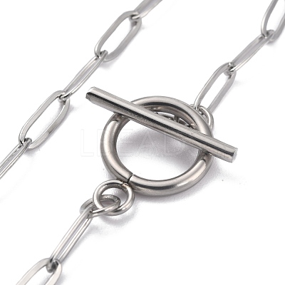 Tarnish Resistant 304 Stainless Steel Paperclip Chain Bracelets BJEW-O186-02P-1