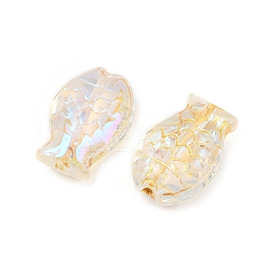 Electroplate and Golden Metal Enlaced Glass Beads X-EGLA-T029-01M-1