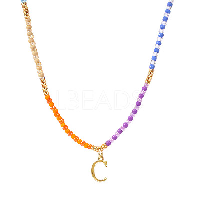 Rainbow Gradient Glass Seed Beaded Necklaces AF2375-3-1