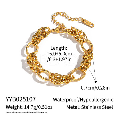 304 Stainless Steel Twisted Knot Link Chain Bracelets for Women YV7423-2-1