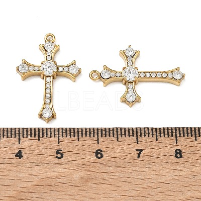 304 Stainless Steel Micro Pave Clear Cubic Zirconia Pendants CU-CBAF0F8-02B-G-1