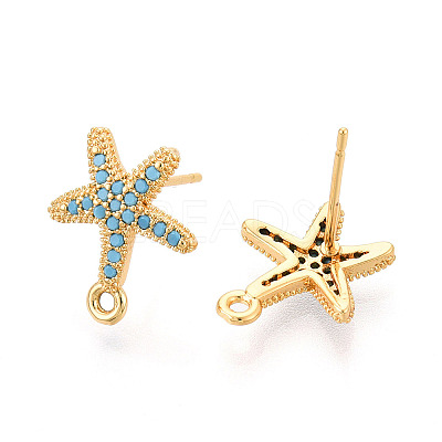 Brass Micro Pave Cubic Zirconia Stud Earring Findings KK-N263-24A-G-1