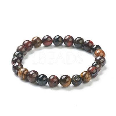 Natural Tiger Eye Beaded Stretch Bracelets BJEW-D446-C-43-1