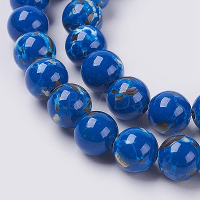 Sea Shell and Synthetic Turquoise Assembled Beads Strands G-G758-06-6mm-1