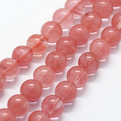 Cherry Quartz Glass Beads Strands G-I199-28-10mm-1