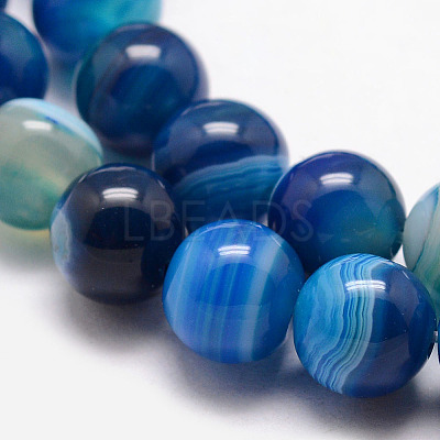 Natural Striped Agate/Banded Agate Bead Strands X-G-K166-13-6mm-06-1