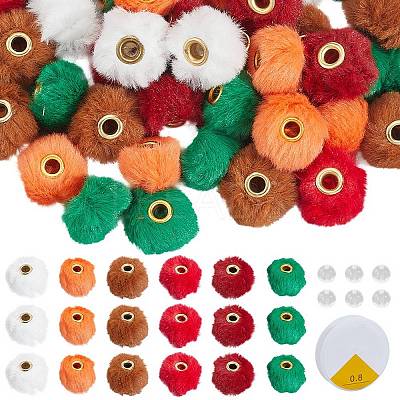 60Pcs 6 Colors Imitation Rabbit Hair European Beads FIND-PA0001-25-1