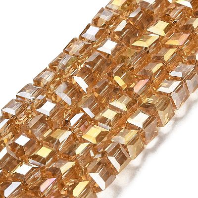 Electroplate Glass Beads Strands EGLA-D018-8x8mm-49-1