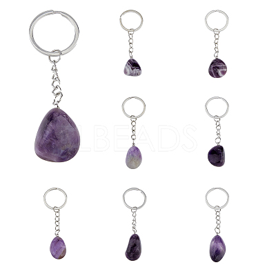 Natural Amethyst Keychain G-DC0001-25-1