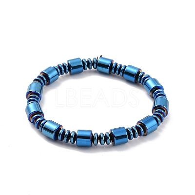Synthetic Hematite & Brass Column Beaded Necklace Bracelet with Magnetic Clasps SJEW-G079-01A-1