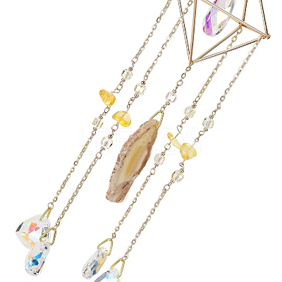 Glass Teardrop Pendant Decorations AJEW-Q143-05-1