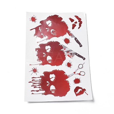 Halloween Theme PVC Static Stickers DIY-F133-05-1