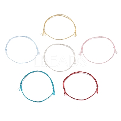 6Pcs 6 Colors Polyester Braided Cord Bracelet Making AJEW-JB01375-1