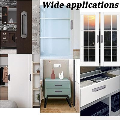 4Pcs 2 Colors No Punch Alloy Flush Pull Barn Door Handle FIND-CA0004-89-1