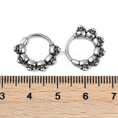 Skull 316 Surgical Stainless Steel Hoop Earrings EJEW-G416-32AS-1