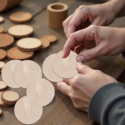 Unfinished Wooden Flat Round Cutouts WOOD-WH0050-042D-1