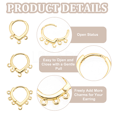12Pcs 3 Style Brass Hoop Earring Findings KK-BC0012-37-1