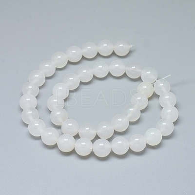 Natural White Agate Beads Strands G-D0005-27-10mm-1